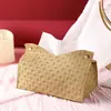 Padrão Tecido Tendência Uso Doméstico Sala de Estar Mesa de Centro Cor Sólida Couro PU Porta-Lenços Nórdico Simples Alto Padrão Elegante Porta-Lenços