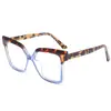 Gafas Lisas TR90 en Marco Grande Cara Redonda Mujer Cara Lisa Adelgazantes Planas Ligeras Luz Anti-Azul con Montura para Miopía