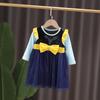 Ropa Infantil de Comercio Exterior Nueva 2025 Primavera y Otoño Algodón Puro Manga Larga Vestido de Sirena Blancanieves para Niñas Falda de Terciopelo