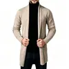 Cardigã estilo americano, peça de outer wear masculina para outono e inverno, sobretudo de comprimento médio, suéter de tricô, sem botões, com gola alta, usado como camada externa