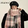 Bufanda de Rayas Ze&Ma para Mujer, Nuevo Estilo de Alta Gama para Otoño e Invierno, Estilo Coreano, Engrosada para Calidez, Calentador de Cuello Atmosférico
