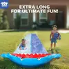 Escorregador Aquático de Tubarão em PVC Espesso para Crianças, Tapete de Brincadeiras Aquáticas Duplo Interativo de Verão para Quintal