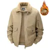 Chaqueta de algodón puro para otoño e invierno, forrada de polar y engrosada, chaqueta de trabajo para hombres de mediana edad, adecuada para todas las estaciones, chaqueta estilo jeep para papás