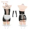 Feimu Ropa Interior Estéril Sin Lavar Desgarrable Exponiendo el Trasero Vestido de Malla de Sirvienta Set Uniforme de Coqueteo Transparente Tentación Zy56