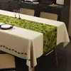 Toalha de mesa estilo rústico, pano de mesa de centro estilo francês vintage, toalha de mesa retangular em jacquard, pano de capa decorativo verde pintura a óleo