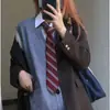 Gravata Gravata Vermelha Azul Dourada Listrada JK Masculina e Feminina Camisa de Uniforme DK Versátil Estilo Coreano Estilo Universitário Formatura Vermelho