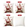 Funda de Almohada Navideña Sin Relleno, Retro Americano Muñeco de Nieve Bola de Navidad Cuadros Copo de Nieve Decoración Festiva Almohada para Respaldo de Sofá