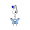 Anillo para Ombligo Sin Perforación Mariposa Colgante de Circonita Anillo Falso para Ombligo Hebilla para Ombligo Sin Perforación En Stock