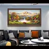Pintura de Paisaje Sala de Estar Pintura Colgante Cornucopia Pared de Fondo del Sofá Pintura Decorativa Pintura al Óleo Pintada a Mano Mural de Paisaje Atmósfera de Alta Gama