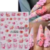 Adesivos de Arte para Unhas 5D com Relevo Quentes Transfronteiriços Flores Congeladas Frescas de Primavera Adesivos Tridimensionais Esculpidos para Arte de Unhas com Adesivo Atrás