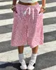 Estilo INS transfronterizo europeo y americano Leopardo rosa dulce y fresco estampado pantalones de chándal de otoño de cintura alta con cordón sueltos de pierna ancha callejeros