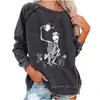 Nuevo Estilo de Invierno Marca Independiente de Amazon Top Holgado para Mujer Sudadera con Estampado Divertido de Calavera de Halloween para Mujer