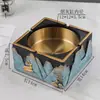 Cenicero de Oficina Adorno de Caqui Estilo Lujo Ligero con Tapa, Diseño Retro Chino Anti-Polvo, Adecuado para Mesa de Café de Sala de Estar, Cenicero Práctico