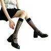 Medias negras sexys y seductoras para mujer, calcetines básicos finos de color liso para primavera/verano, calcetines hasta la pantorrilla de estilo JK japonés, simples y versátiles