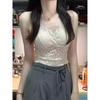 Camisola de Encaje Exquisita Única y Chic Deseo Puro Ropa Interior para Mujer Hermoso Sujetador de Espalda Top Básico de Una Pieza con Almohadilla en el Pecho