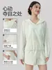 Traje Ligero de Protección Solar para Mujer, Ropa de Yoga con Capucha de Hilo Original de Manga Larga, Shorts Deportivos Casuales Sueltos y Transpirables