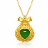 Colgante de Bolsillo Más Vendido Color Dorado Chapado Colgante de Calcedonia en Forma de Corazón Incrustado con Colgante de Jaspe de Hotan Cadena para Clavícula