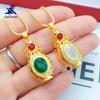 Pingente de vaso de jade com pedra preciosa banhado a ouro latão joia imitação de ouro galvanizada entidade e-commerce fornecimento pingente feminino