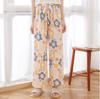 Calças de pijama de seda de algodão feminino verão rayon fino calças retas plus size calças de ar condicionado doméstico Calças de proteção solar de praia de celebridades da Internet