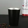 Copo de água simples de aço inoxidável transfronteiriço, copo de cerveja portátil para acampamento ao ar livre, copo de café de camada única com borda enrolada, mini copo prático