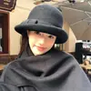 Gorra de Boina de Lana para Otoño e Invierno Estilo Hepburn para Mujer Sombrero de Pescador de Lana Adelgazante Sombrero de Copa Elegante Retro Británico