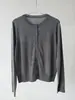 ¡Lavable a máquina!26 Principios de Otoño 48s Calibre 16 100% Lana Fina Cuello Redondo Cardigan Tejido para Mujer Color Sólido Ropa Exterior