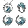 Europa y los Estados Unidos nueva joyería transfronteriza moda creativa cielo azul ola resina decoración collar ola Joker anillo