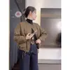Atacado de jaquetas curtas de trabalho populares deste ano, super estilosas, com gola alta, para mulheres, modernas e casuais, design emagrecedor para primavera e outono