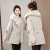 Parka de Moda Inverno 2026 com Gola Grande de Pelo, Casaco de Algodão Feminino Versátil e Quente