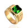 Anillo europeo y americano nuevo de acero de titanio multicolor con gema doble dragón retro moderno para hombre personalidad punk acero inoxidable anillo de gema grande
