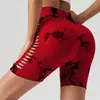 Pantalones de Yoga Tie-Dye sin Costuras de Cintura Alta Huecos Melocotón Glúteo Fitness Deportivos Ajustados Malla Sexy Ropa de Yoga para Mujer