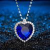 Colar Grande Titanic Estrela do Oceano Azul Tesouro Diamante Cristal Zircônia Prata Quebrada Pérola Elegante Moda Fecho