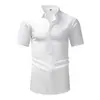 Camisa Retrô de Manga Curta com Aparência de Linho para Homens, Estilo Fino de Verão, Não Amassa, Antirrugas, Camisa Social, Camisa Masculina Transfronteiriça com Toque de Luxo
