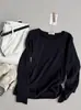Camisa base de cor sólida estilo coreano com bainha enrolada, ombro normal para mulheres, nova coleção de outono, solta, casual, simples, versátil, gola redonda, camiseta de manga longa