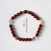 [Madera Dorada agua fuego tierra] Arena Dorada Púrpura cinco elementos NAFU Duobao cuentas de la suerte pulsera de anillo único joyería de mano de cinabrio hombres y mujeres