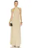 Vestido de noche estilo europeo y americano con cuello halter de malla transparente, vestido largo con profundo escote en la espalda, ajustado, negro, hasta el suelo