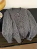 Cárdigan de Punto de Lana Retro Gris Suave Otoño Invierno Perezoso Adelgazante Suéter de Cable Abrigo para Mujer Holgado Grueso