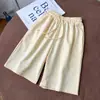 Pantalones Cortos Deportivos de Cinco Puntos para Mujer Ropa Exterior de Verano Nuevo Estilo Coreano Sueltos de Cintura Alta Talla Grande Pierna Ancha Pantalones de Longitud Media Venta Directa de Fábrica