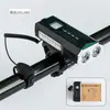 Luz Frontal para Bicicleta de Montaña Transfronteriza con Carga USB y Bocina, Luz Frontal con Indicador de Potencia, Equipo de Linterna para Ciclismo
