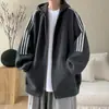Cityboy Estilo Japonés Retro Sudadera Cárdigan de Doble Cremallera Niños Otoño e Invierno Holgada Chaqueta con Capucha Tops Juveniles