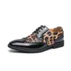 Novos Sapatos Masculinos de Couro Retro com Cadarço, Moda Business, Estampa de Leopardo Brilhante, Casuais, Frete Transfronteiriço Amazon
