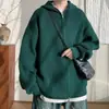 Jaqueta de tricô com capuz e zíper duplo de alta qualidade para outono e inverno, 800g, cardigã suéter plus size, disponível em preto e cinza