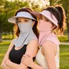 Mascarilla de Protección Solar para Mujer 2026 Nuevo Verano Protección UV Seda Helada Facekini Sombrero y Mascarilla Combinados para Sombrear al Aire Libre