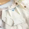 Pantaletas Finas Sin Costuras Estilo Japonés de Seda de Hielo con Corazón para Mujer de Cintura Media Talla Grande Transpirables Algodón Puro en la Entrepierna Sexy Triángulo de Chica