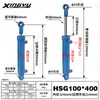 Cilindro hidráulico HSG de 12 toneladas, bidireccional tipo orejeta con vástago cromado, cilindro de rodillos para maquinaria de ingeniería, disponible en stock y personalizable