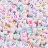 Cuentas de letras inglesas de color blanco de 4*7 mm, cuentas acrílicas, cuentas sueltas, accesorios para joyería DIY para Amazon transfronterizo