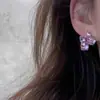Brincos Super Fada Rosa Cristal de Açúcar Tridimensional 2025 Novo Design de Nicho Brincos com Pino de Prata Brincos Elegantes para Mulheres