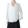 Camisa Satinada Moderna y Única para Mujer, Nuevo Diseño de Otoño, Estilo Francés, Manga Larga, Corte Holgado