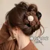 Pinza de pelo grande, voluminosa, de felpa floral para mujer, otoño/invierno, estilo de alta gama, pinza de pelo de lazo, nuevo clip de tiburón estilo coreano