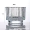 Copo de Vidro para Velas DIY, Porta-Velas de Vidro Transparente com Listras Verticais Simples para Aromaterapia, Ornamento de Copo Vazio para Velas de Sala de Estar em Casa